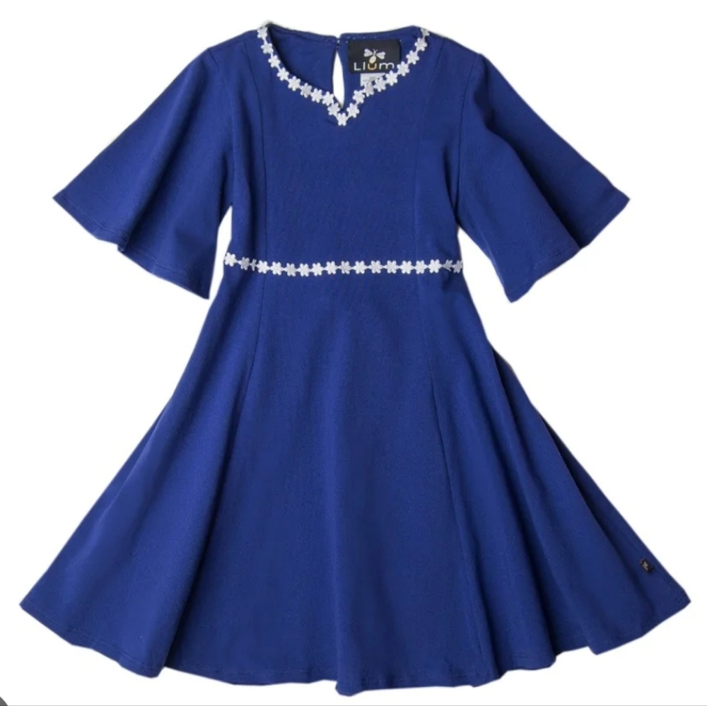 🔅Llum, Marguerite cotton blue dress. Size 8